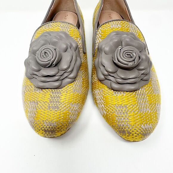 Taryn Rose Womens Woven Loafers 5.5B Yellow Grey Leather Vintage-Inspired Casual - Picture 5 of 14